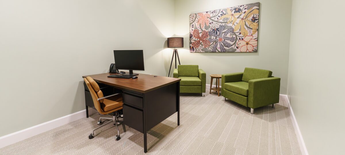 Private consultation office with soft seating