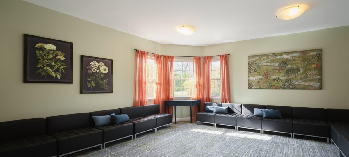 Comfortable group therapy and visiting room
