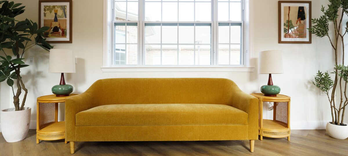 Sunlit sitting room with garden views